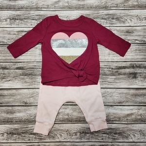 Carters pink heart long sleeve shirt and leggings